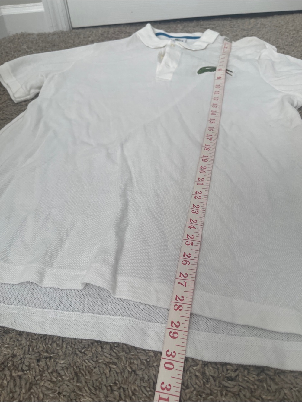 Lacoste White Polo with Green Crocodile Patch - Picture 5 of 6